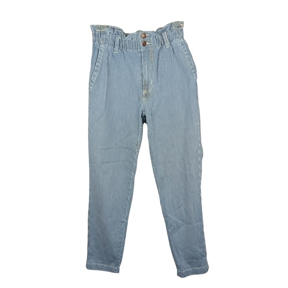 Universal Thread High Rise Paperbag Waist Blue Pinstripe Jeans